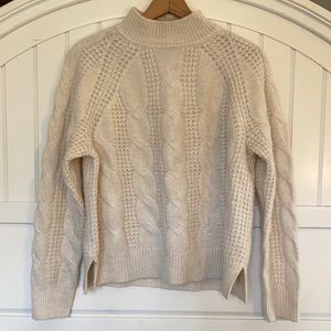 J Crew Mock Neck Cable Knit Sweater